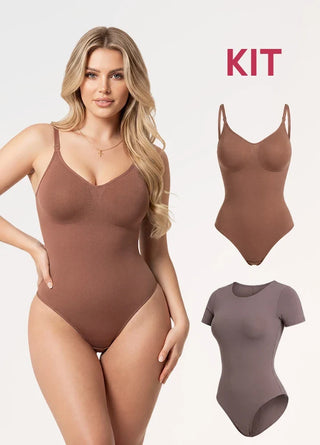Kit 2 Bodys: Tanga Seamless y Manga Corta | Salome 5601 + 5007 | Ant 7001 + 01L5