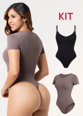 Kit 2 Bodys: Tanga Seamless y Manga Corta | Salome 5601 + 5007 | Ant 7001 + 01L5