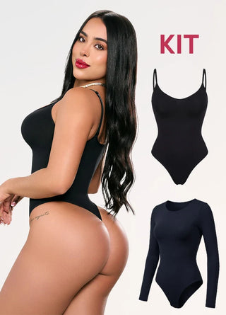 Kit 2 Bodys: Tanga Seamless y Manga Larga | Salome 5601 + 5008 | Ant 7001 + 03L5