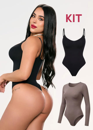 Kit 2 Bodys: Tanga Seamless y Manga Larga | Salome 5601 + 5008 | Ant 7001 + 03L5