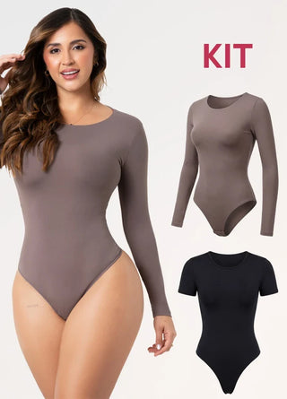 Kit Bodys Manga Corta y Larga: Microfibra | Salome 5008 + 5007 | Ant TD03L5 + TD01L5